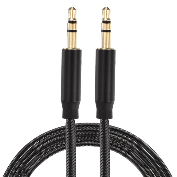 Uxcell AUX Cable 3.5mm Nylon Braided Audio Cable for Headphones Speakers Car Stereos Black 1 16.4 ft