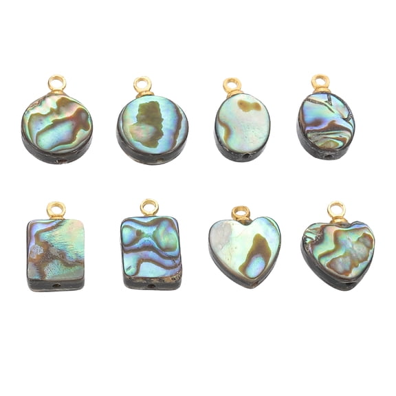 Uxcell Abalone Shell Charm, 8Pcs Paua Shell Pendant Kit Sea Abalone Shell