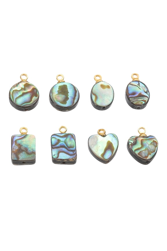 Abalone Shell Charm, 8Pcs Paua Shell Pendant Kit Sea Abalone Shell