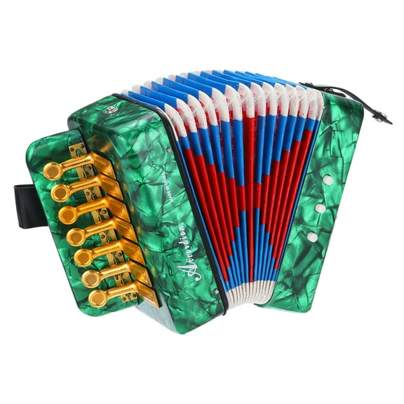 Uxcell Accordion, 10 Keys Bass Button Accordion Mini Musical Instrument Lightweight for Children Beginners Educational, Green
