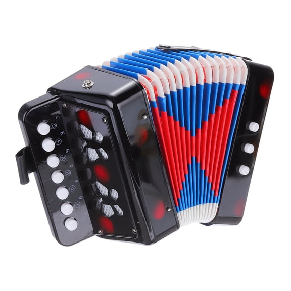 Uxcell Accordion 10 Keys Button Accordion Mini Musical Instrument Gifts, Black