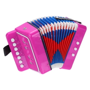 Uxcell Accordion 10 Keys Button Accordion Mini Musical Instrument Gifts, Rose Red