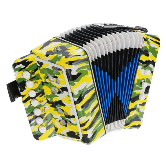 Uxcell Accordion 10 Keys Button Accordion Mini Musical Instrument Gifts for Children Beginners Educational, Camo