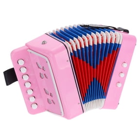 Uxcell Accordion 10 Keys Button Accordion Mini Musical Instrument Gifts for Children Beginners Educational, Pink