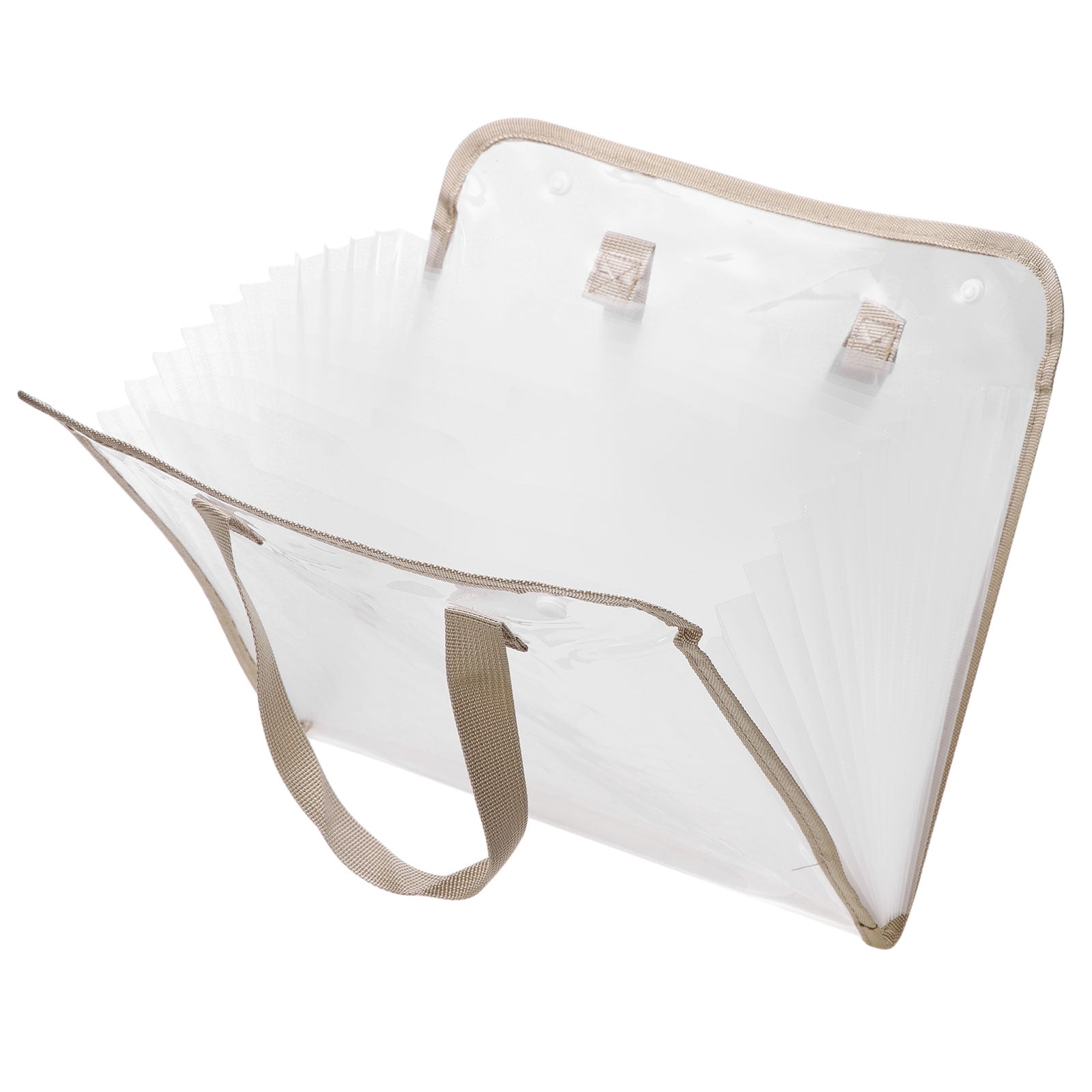 Uxcell 13 Pockets Accordion File Organizer, Expanding File Folder Portable Accordion Document Bag with Classified Index Stickers for Office Worker, Khaki (Horizontal)