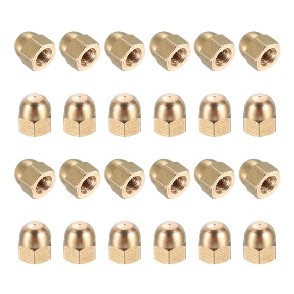 Uxcell Acorn Hex Cap Nuts, M4x0.7mm Brass Dome Head Hex Decorative Cap Nuts for Screws Bolts Industrial Mechanical Electrical Equipment Repair Hardware(Gold Tone, Pack of 24)