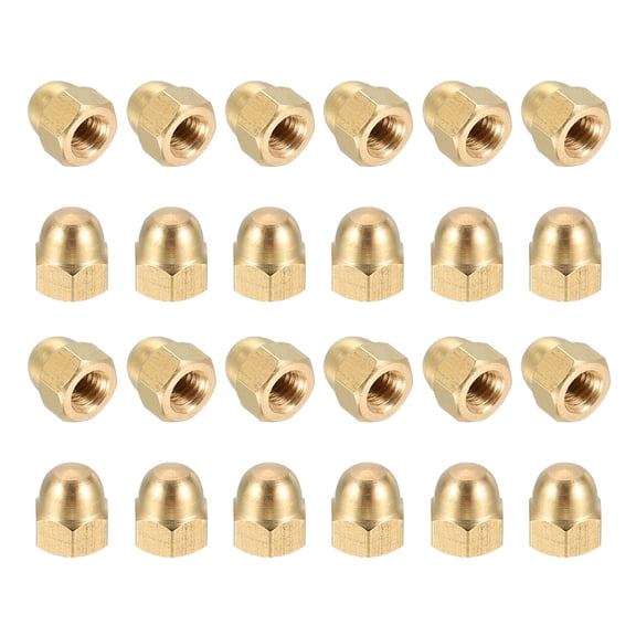 Uxcell Acorn Hex Cap Nuts, M5x0.8mm Brass Dome Head Hex Decorative Cap Nuts for Screws Bolts Industrial Mechanical Electrical Equipment Repair Hardware(Gold Tone, Pack of 24)