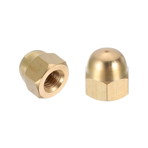 Uxcell Acorn Hex Cap Nuts, M8x1.25mm Brass Dome Head Hex Decorative Cap Nuts for Screws Bolts Industrial Mechanical Electrical Equipment Repair Hardware(Gold Tone, Pack of 2)