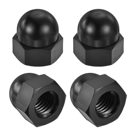 Uxcell Acorn Nuts M8-1.25 Nylon, Dome Head Hex Decorative Cap Nuts for Outdoor Equipment Home Furniture Auto DIY ( Black / 50 Pcs)