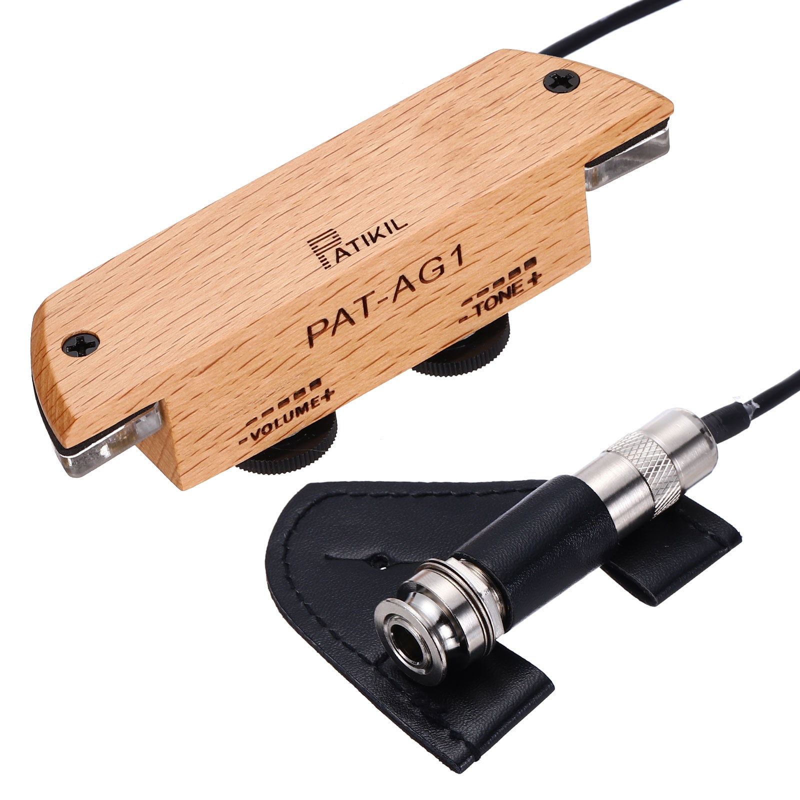 Uxcell Acoustic Guitar Pickup, Passive Mahogany Guitar Pickups Sound Hole Pickup with Noise Cancel Volume Control Fit Sound Hole Diameter 94-105mm