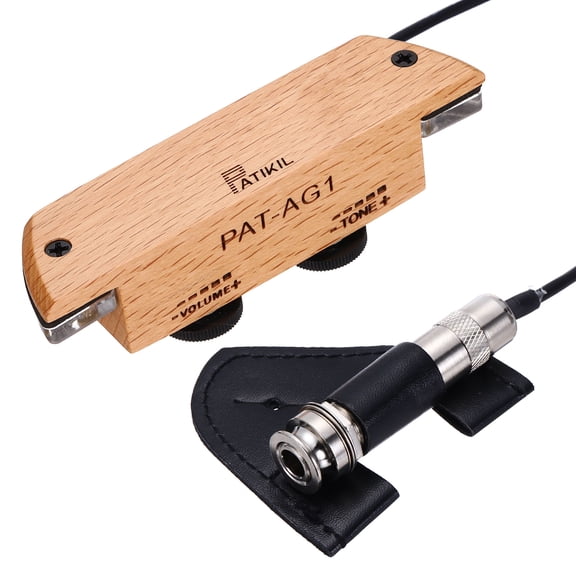 Uxcell Acoustic Guitar Pickup, Passive Mahogany Guitar Pickups Sound Hole Pickup with Noise Cancel Volume Control Fit Sound Hole Diameter 94-105mm