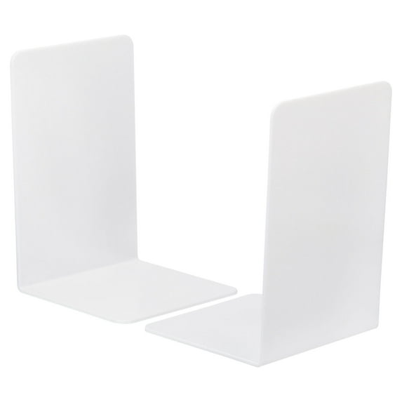 Uxcell Acrylic Bookends, 2 Pack L-shaped Book Ends for Shelves Desktop Bookshelf Magazine Organizer Holder, White