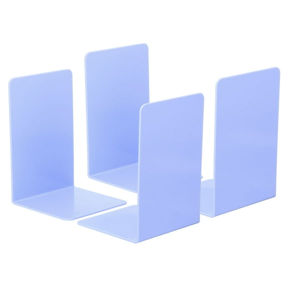 Uxcell Acrylic Bookends, 4 Pack L-shaped Book Ends for Shelves Desktop Bookshelf Magazine Organizer Holder, Blue