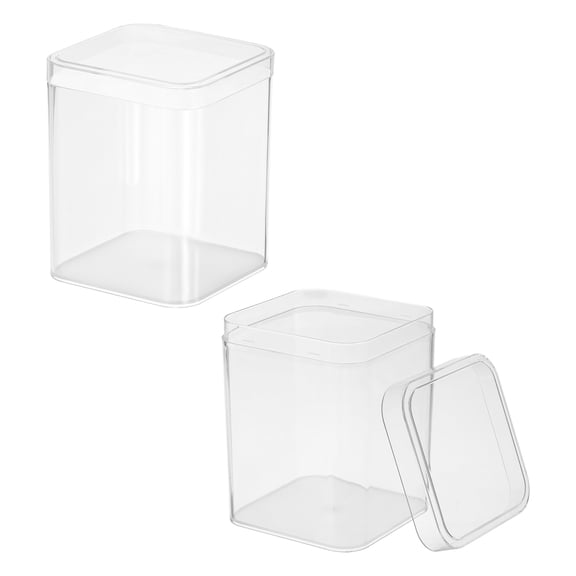Uxcell Acrylic Box with Lid, 3.15 x 3.15 x 4.33 in Acrylic Display Case Plastic Square Cube Container Storage Holder(2 Pack, Clear)