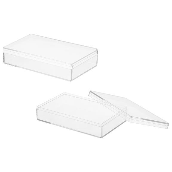 Uxcell Acrylic Box with Lid, 4.33 x 4.33 x 0.98 in Acrylic Display Case Plastic Square Cube Container Storage Holder(2 Pack, Clear)