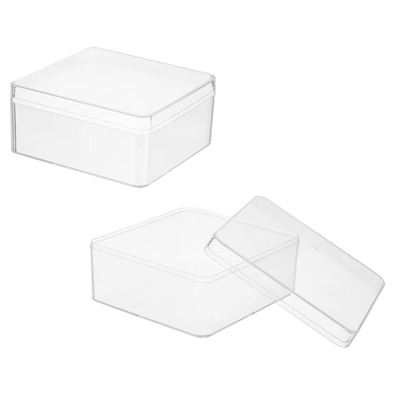 Uxcell Acrylic Box with Lid, 5.12 x 5.12 x 2.36 in Acrylic Display Case Plastic Square Cube Container Storage Holder(2 Pack, Clear)