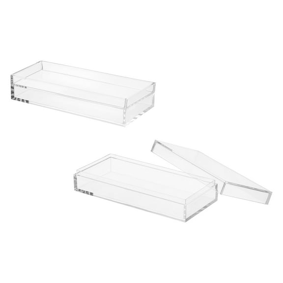 Uxcell Acrylic Box with Lid, 5.91 x 5.91 x 1.38 in Acrylic Display Case Plastic Square Cube Container Storage Holder(2 Pack, Clear)