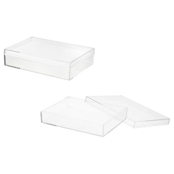 Uxcell Acrylic Box with Lid, 7.87 x 7.87 x 1.97 in Acrylic Display Case Plastic Square Cube Container Storage Holder(2 Pack, Clear)