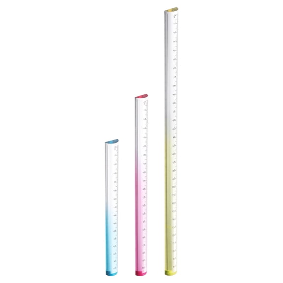 Uxcell Acrylic Clear Straight Rulers 15/20/30cm Metric Transparent Gradient Three-Dimensional Plastic Ruler Magnifying Glass Arc Measuring Tool for Office, Blue/Pink/Yellow