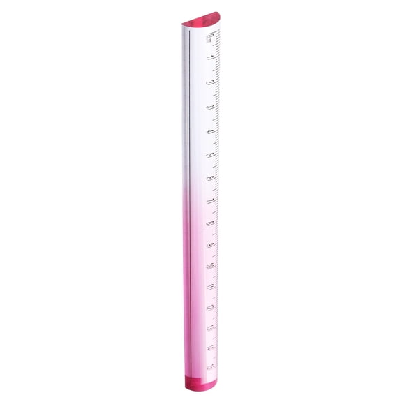 Uxcell Acrylic Clear Straight Rulers 15cm Metric Transparent Gradient Three-Dimensional Plastic Ruler Magnifying Glass Arc Measuring Tool for Office, Pink