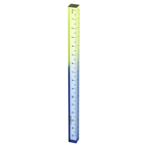 Uxcell Acrylic Clear Straight Rulers 15cm Metric Transparent Gradient Three-Dimensional Plastic Ruler Square Cube Measuring Tool for Classroom Office, Blue-Yellow