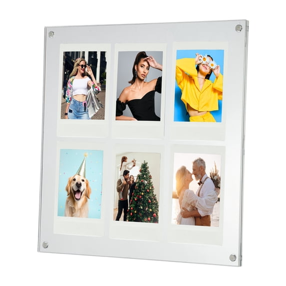 Uxcell Acrylic Collage Photo Frame for 2x3 Photos with Stand for Home Refrigerator