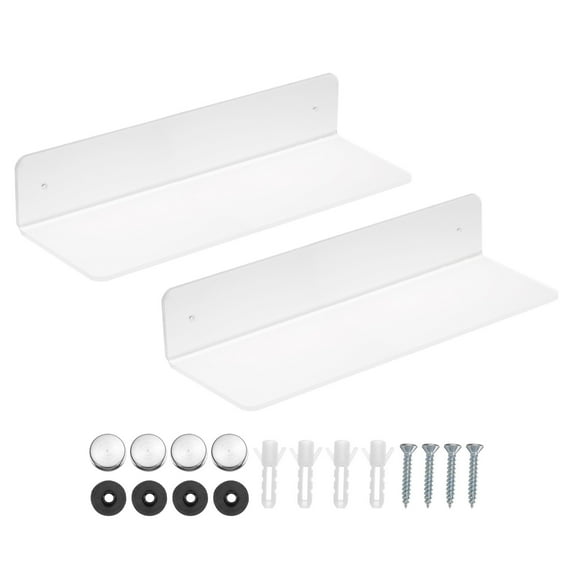 Uxcell Acrylic Floating Shelf 11.81 x 3.94 Inch Floating Wall Mounted Shelves Transparent 2 Pack