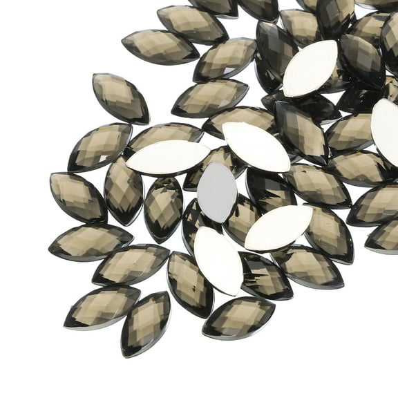 Uxcell Acrylic Horse Eye Gems Flat Back Artificial Rhinestones for DIY Crafts Bead Wedding Party Dark Grey 4x8mm