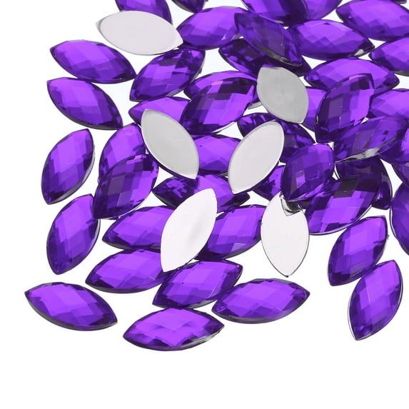 Uxcell Acrylic Horse Eye Gems Flat Back Artificial Rhinestones for DIY Crafts Bead Wedding Party Purple 4x8mm