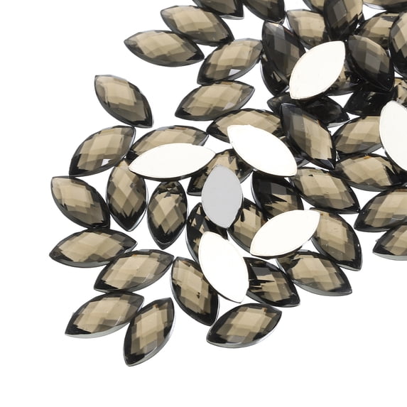 Uxcell Acrylic Horse Eye Gems 200PCS 4x8mm Flat Back Artificial Rhinestones DIY Crafts Bead Jewelry Making Dark Grey