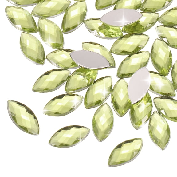 Uxcell Acrylic Horse Eye Gems Flat Back Artificial Rhinestones for DIY Crafts Bead Wedding Party Light Yellow 6x12mm
