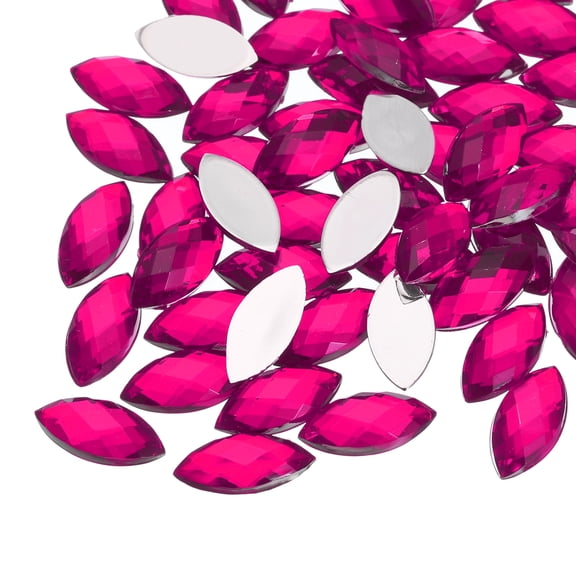 Uxcell Acrylic Horse Eye Gems Flat Back Artificial Rhinestones for DIY Crafts Bead Wedding Party Peach Pink 4x8mm