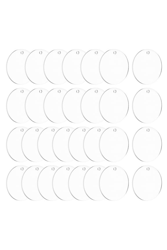 Acrylic Keychain Blanks, 30Pcs 1.6 Inch Round Clear Acrylic Keychains 2mm Thick Circle Discs Blanks