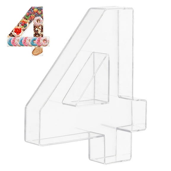 Uxcell Acrylic Number Box, Reusable Display Fillable Tray Container for Charcuterie Mache Candy Birthday Party Decorations Number 4