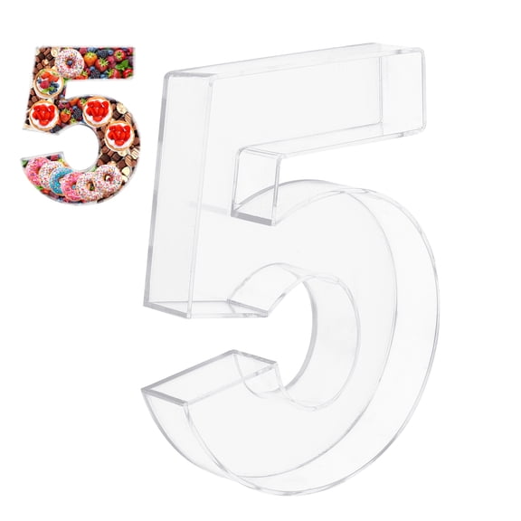 Uxcell Acrylic Number Box, Reusable Display Fillable Tray Container for Charcuterie Mache Candy Birthday Party Decorations Number 5