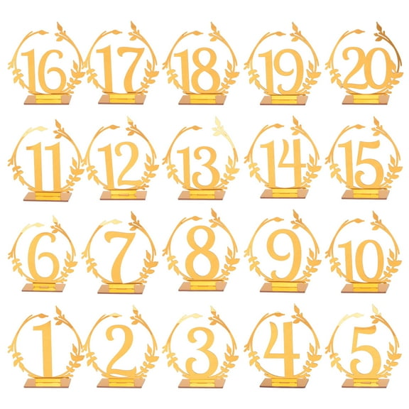 Uxcell Acrylic Number Table Sign Place Cards with Stands Gold Tone 120 for Wedding Events Parties Centerpieces