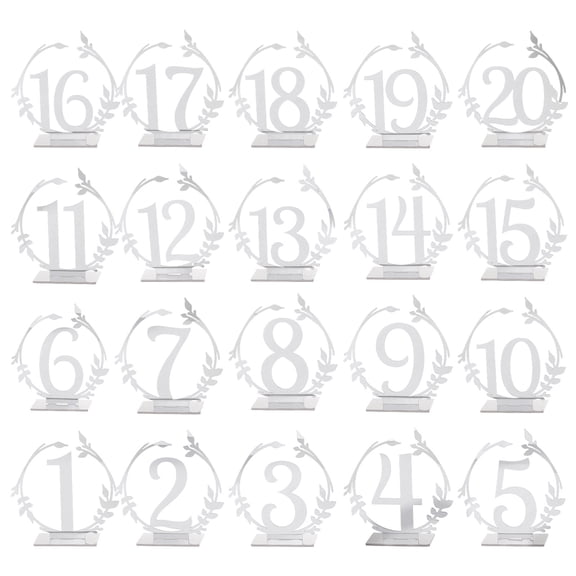 Uxcell Acrylic Number Table Sign Place Cards with Stands Silver Tone 120 for Wedding Events Parties Centerpieces