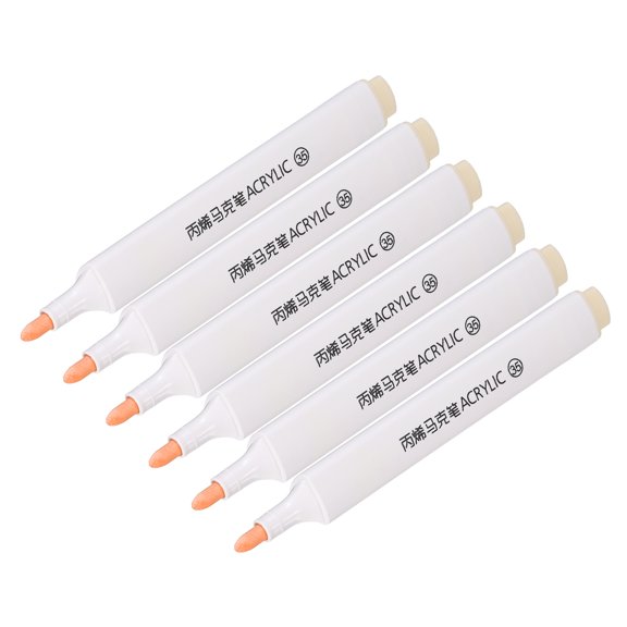 Uxcell Acrylic Paint Marker Pens 6Pcs Acrylic Paint Pens Waterproof Paint Art Marker Pen Water Based Paint Pen for DIY Craft Light Peach