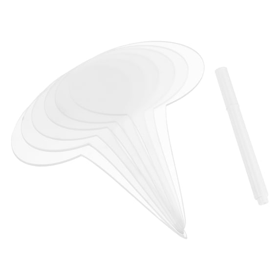 Uxcell Acrylic Plant Label Set, Reusable Oval Marker Garden Tag with Whiteboard Pen, Transparent 12 Pack