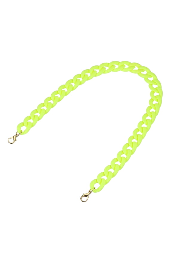 Acrylic Purse Strap, 23.6 Inch Matte Bag Chain Shoulder Purse Clutches Strap Replacement Bag Chain with Buckle for Handbag, Shoulder Bag Crossbody, Fluorescent Yellow