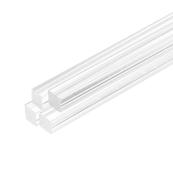 Uxcell Acrylic Square Rods Acrylic Dowel Rods Sticks Acrylic Plastic Sticks Strip for DIY Crafts 10mm x 300mm 4