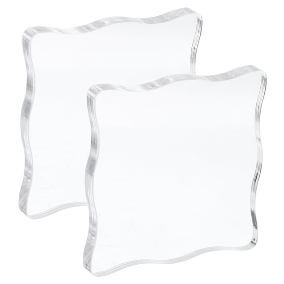 Uxcell Acrylic Stamp Block, 2 Pack Wavy Clear, 3.9x3.9"