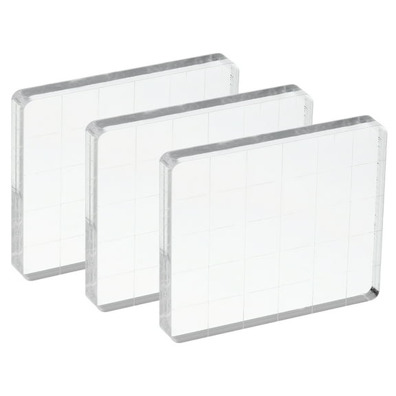 Uxcell Acrylic Stamp Block, 3 Pack Rectangular Shape with Grid Lines, 2.4x2"