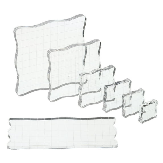 Uxcell Acrylic Stamp Block Clear Stamping Block with Grid Lines Decorative Mounting Blocks Set Wave, 7 Pack