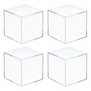 Uxcell 4Pcs Clear Acrylic Plastic Storage Box Square Cube Display Case with Lid Container Box for Small Item 2x2x2"
