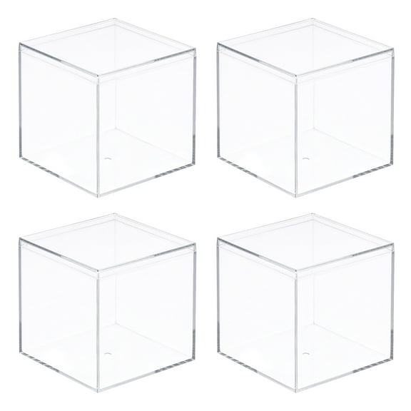 Uxcell Acrylic Storage Box Square Display Case with Lid, Container Box Clear 7.5x7.5x7.5cm