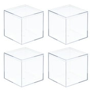 Uxcell 4Pcs Clear Acrylic Plastic Storage Box Square Cube Display Case with Lid Container Box for Small Item 3.19x3.19x3.19"