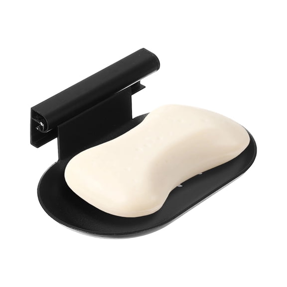 Uxcell Adhesive Soap Dish Holder, No Drilling Wall Mounted Shower Soap Dish with Drain for Bathroom Kitchen Bathtub Storage, Black