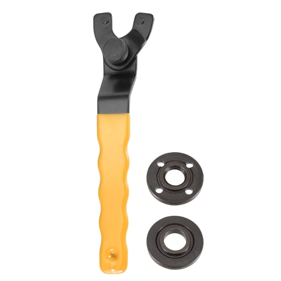 Uxcell Adjustable Angle Grinder Wrench Set 0.4"-1.9" Range Lock Nut Pin Spanner Yellow