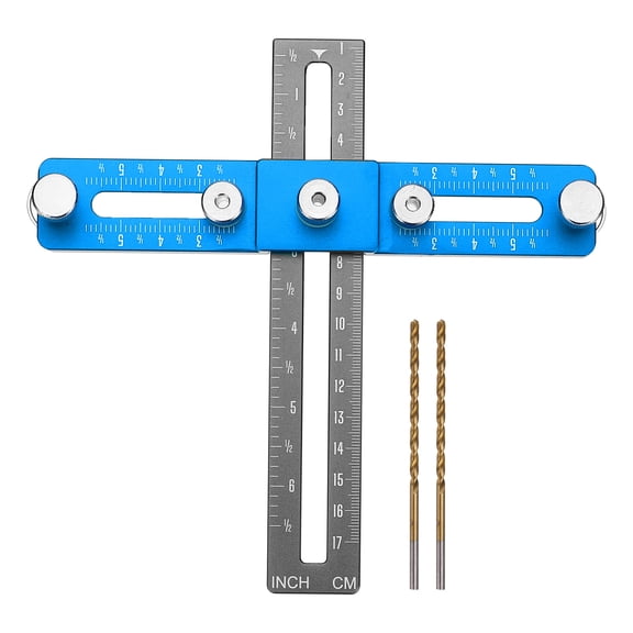 Uxcell Adjustable Cabinet Hardware Jig Cabinet Handle Template Tool Straight Alignment Holes Drill Guide for Handles and Pulls on Drawers or Doors, Blue